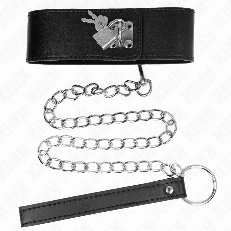 KINK - COLLIER AVEC CEINTURE 65 CM AVEC LARGE BRACELET RÉGLABLE NOIR 33,5-41 CM X 5 CM