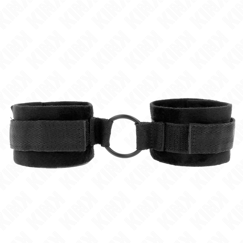 KINK - MANCHETTES EN FOURRURE POUR DÉBUTANTS 25 CM AVEC O-RING 4 CM NOIR AJUSTABLE 15-25 CM