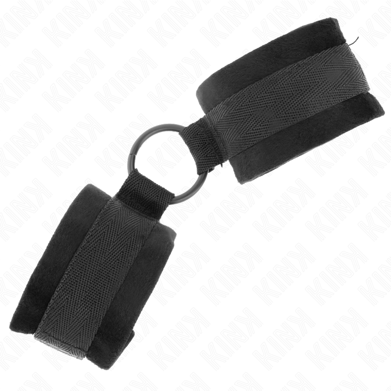 KINK - MANCHETTES EN FOURRURE POUR DÉBUTANTS 25 CM AVEC O-RING 4 CM NOIR AJUSTABLE 15-25 CM