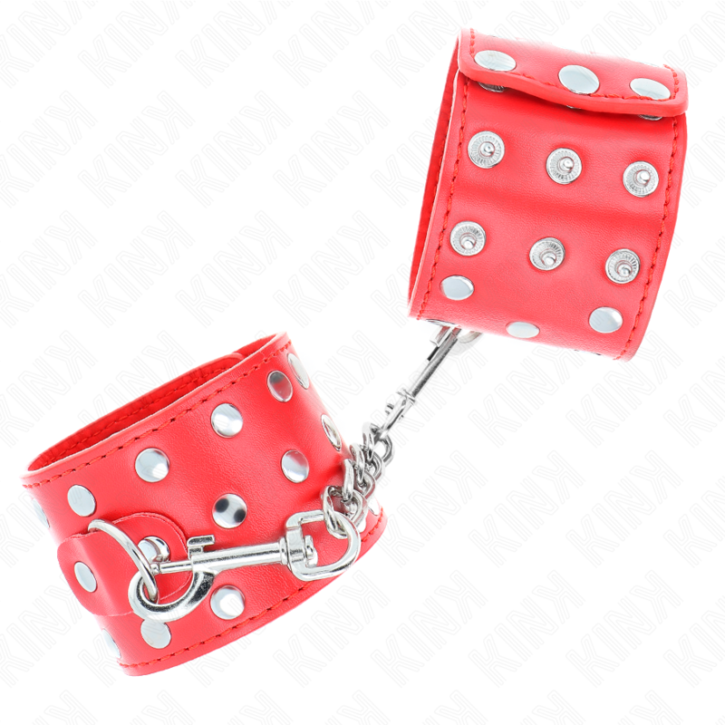 KINK - RÉSISTANCE AU POIGNET AVEC FERMETURE À PRESSION COMPLÈTE DE RIVETS ROUGES RÉGLABLES 19-24 CM X 5,5 CM
