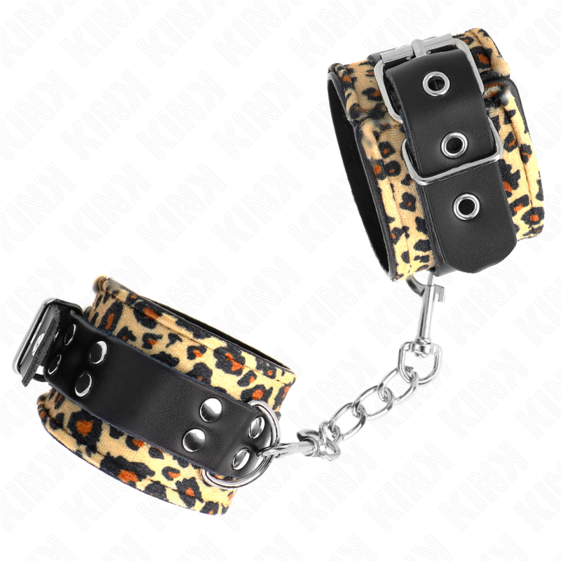 KINK - REPOSE-POIGNET RÉGLABLE EN CUIR LÉOPARD VÉRITABLE 18-29 CM X 5,5 CM