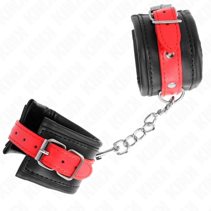 KINK - RÉSISTANCE AU POIGNET NOIRE AVEC CEINTURE ROUGE RÉGLABLE 17-28 CM X 6 CM