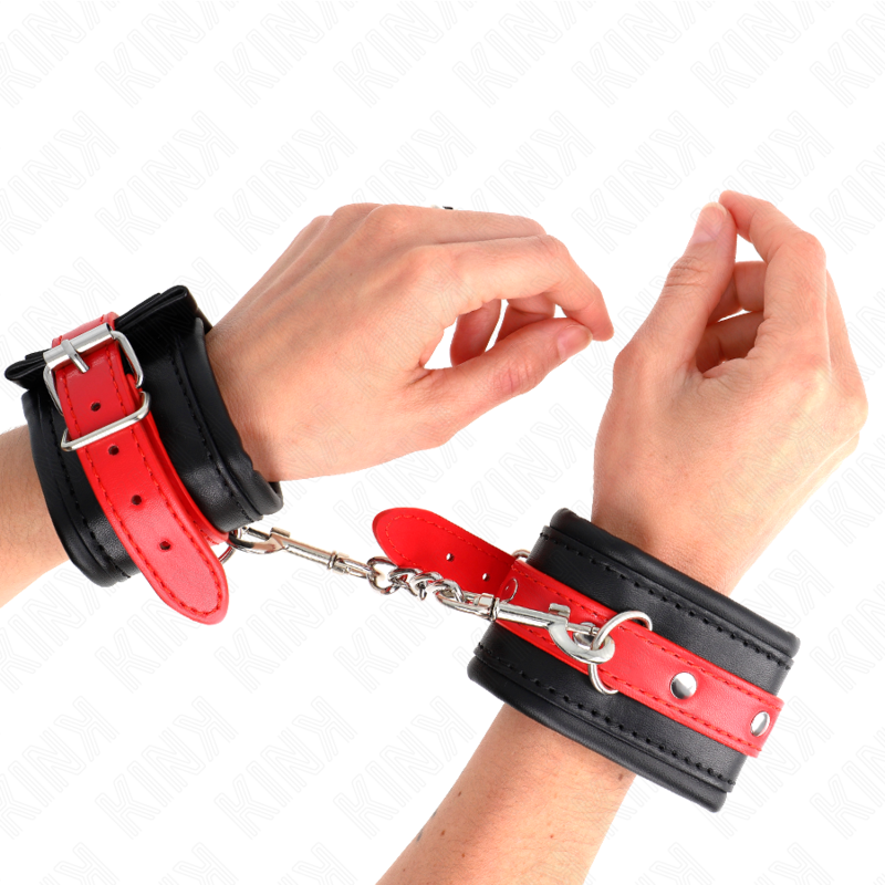 KINK - RÉSISTANCE AU POIGNET NOIRE AVEC CEINTURE ROUGE RÉGLABLE 17-28 CM X 6 CM