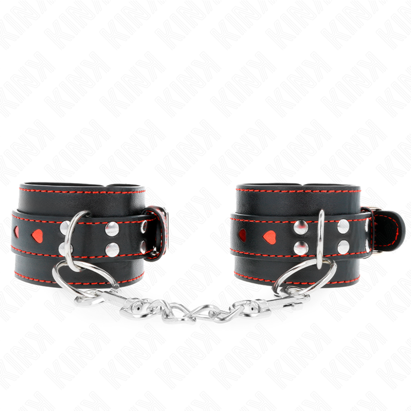 KINK - POIGNET NOIR AVEC INCRUSTATION COEUR ROUGE RÉGLABLE 21-28 CM X 5,5 CM