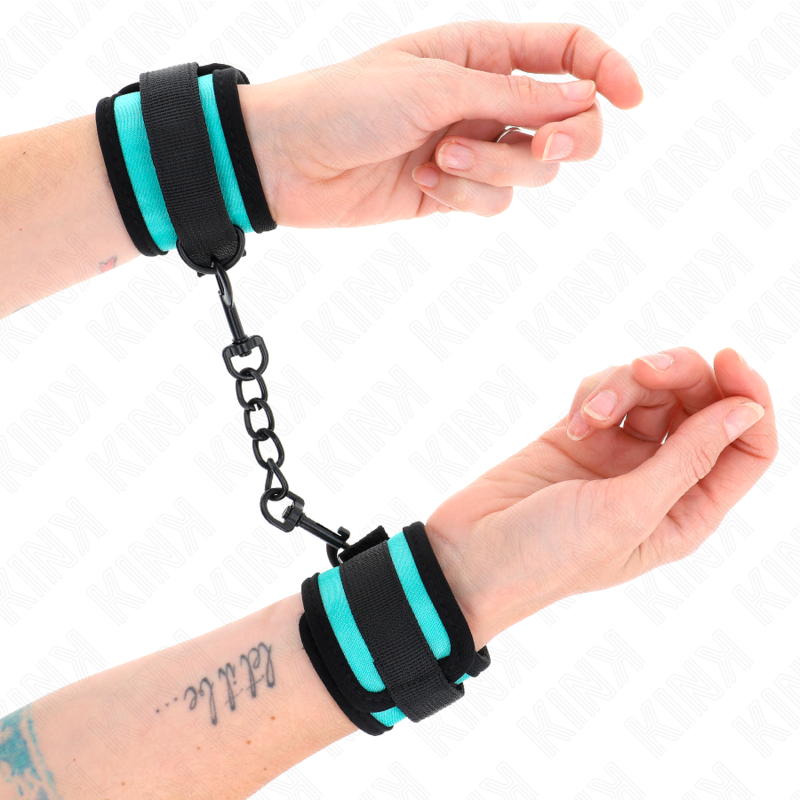 KINK - JOINT DE POIGNET EN NYLON AVEC CROCHET ET BOUCLE NOIR-BLEU AJUSTABLE 18-32 CM X 5 CM