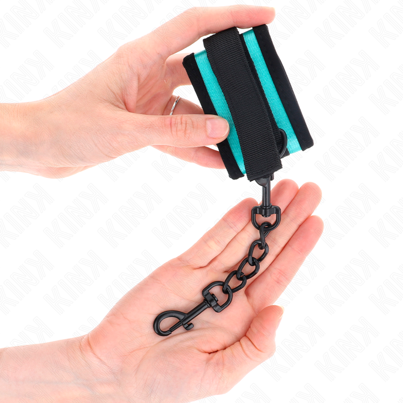 KINK - JOINT DE POIGNET EN NYLON AVEC CROCHET ET BOUCLE NOIR-BLEU AJUSTABLE 18-32 CM X 5 CM