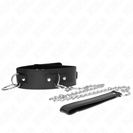KINK - COLLIER AVEC LAISSE 65 CM 3 MODÈLES ANNEAUX 2 RÉGLABLES 36-43 CM X 5 CM
