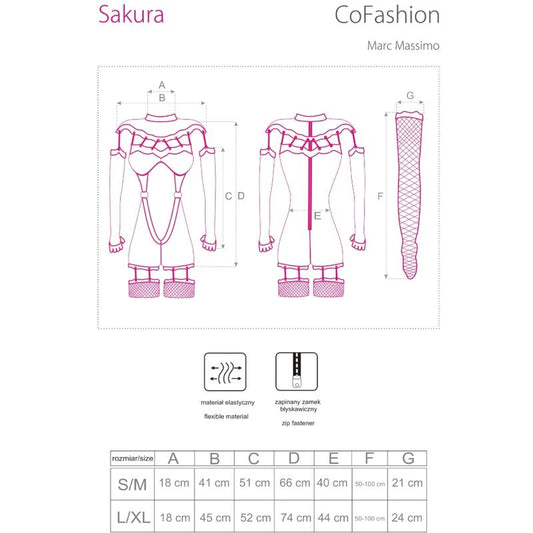LIVCO CORSETTI FASHION - SAKURA CF 90357 MONO + GUANTES LARGOS + LIGUEROS NEGRO L/XL