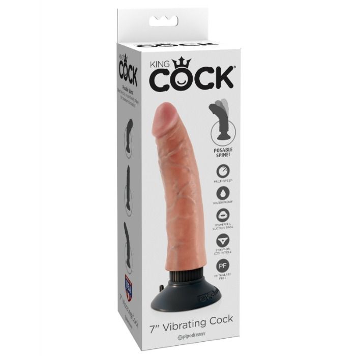 KING COCK - GODE VIBRATEUR 17,78 CM NATUREL