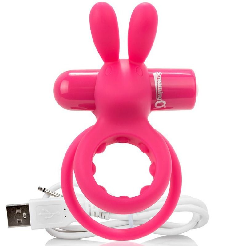 SCREAMING O - BAGUE DOUBLE RECHARGEABLE LAPIN ROSE LIEVRE