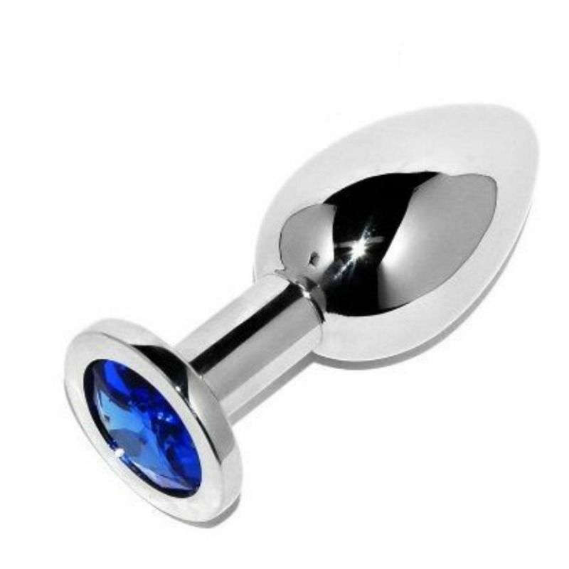 MÉTAL DUR - PLUG ANAL DIAMANT BLEU PETIT 5.71CM