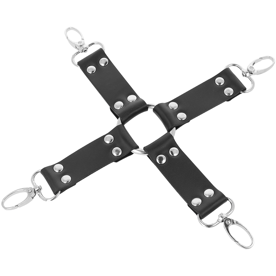 DARKNESS - MENOTTES PIEDS ET MAINS EN CUIR NOIR