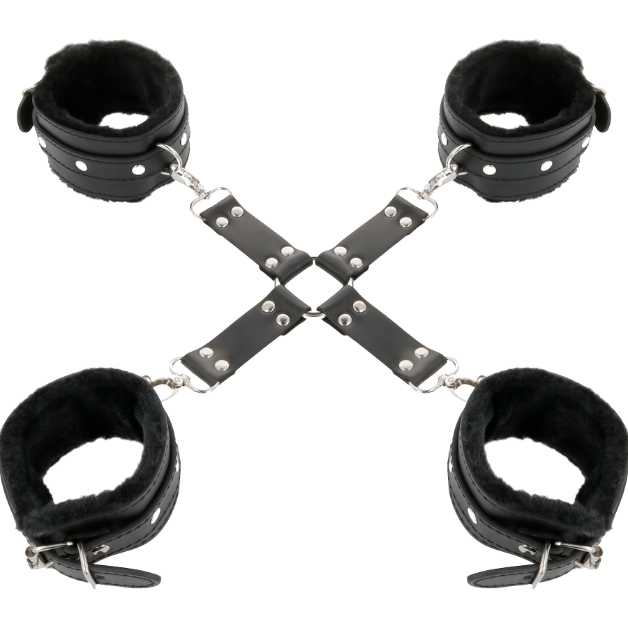 DARKNESS - MENOTTES PIEDS ET MAINS EN CUIR NOIR