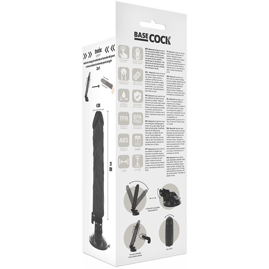 BASECOCK - VIBRATEUR RÉALISTE AVEC TÉLÉCOMMANDE NATURELLE 21 CM -OU- 4 CM