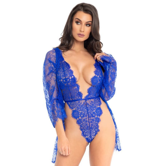 LEG AVENUE - OURS EN TEDDY ET ROBE DE CHAMBRE BLEUE S