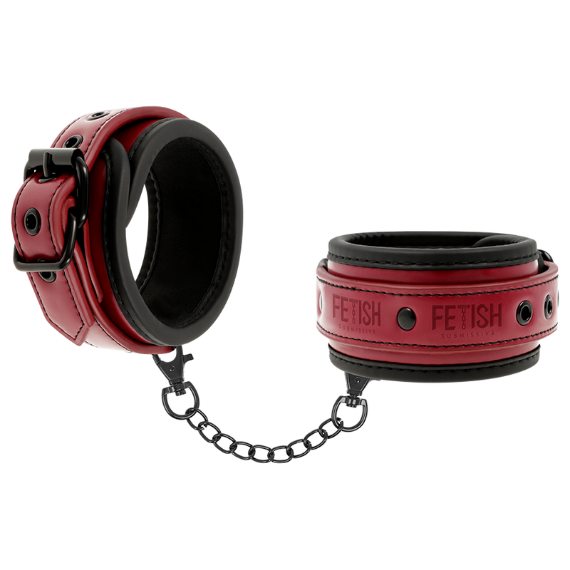 FETISH SOUMISSIVE DARK ROOM - MENOTTES EN CUIR VÉGAN AVEC DOUBLURE EN NÉOPRÈNE