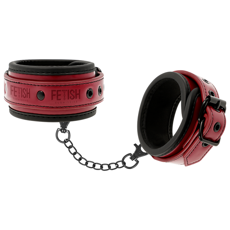 FETISH SOUMISSIVE DARK ROOM - MENOTTES DE CHEVILLE EN CUIR VÉGÉTALIEN AVEC DOUBLURE EN NÉOPRÈNE