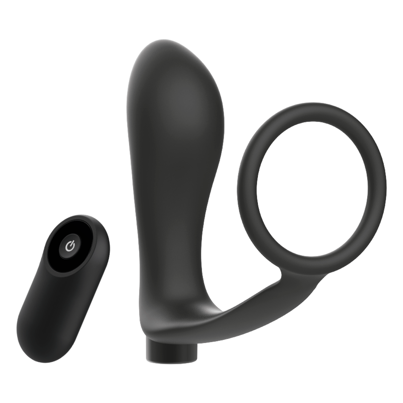 ADDICTED TOYS - ANNEAU PÉNIS AVEC TÉLÉCOMMANDE PLUG ANAL RECHARGEABLE NOIR