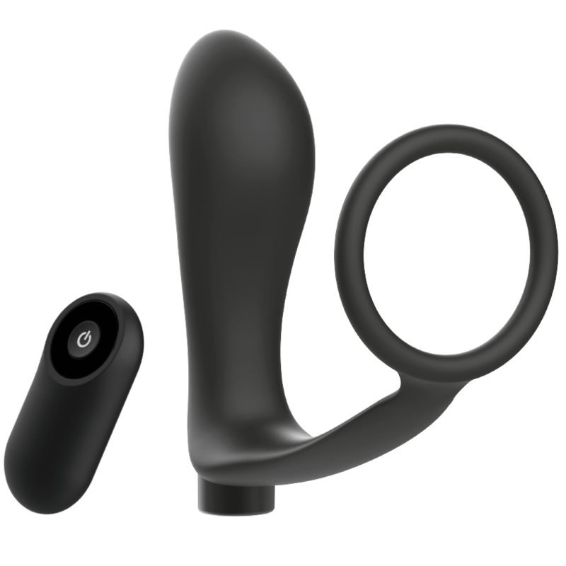 ADDICTED TOYS - ANNEAU PÉNIS AVEC TÉLÉCOMMANDE PLUG ANAL RECHARGEABLE NOIR