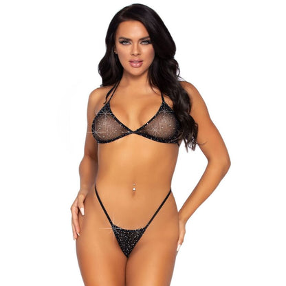 LEG AVENUE - HAUT DE BIKINI EN FILET ET G-STRING TAILLE UNIQUE