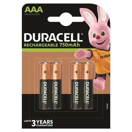 DURACELL - BATTERIE RECHARGEABLE HR03 AAA 750mAh 4 UNITÉ