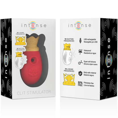 INTENSE - STIMULATEUR DE CLIT 10 FRÉQUENCES DE LÉCHAGE ET D'ASPIRATION - ROUGE