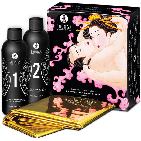 SHUNGA - GEL DE MASSAGE ÉROTIQUE CORPS À CORPS FRAISES ET CAVA 
