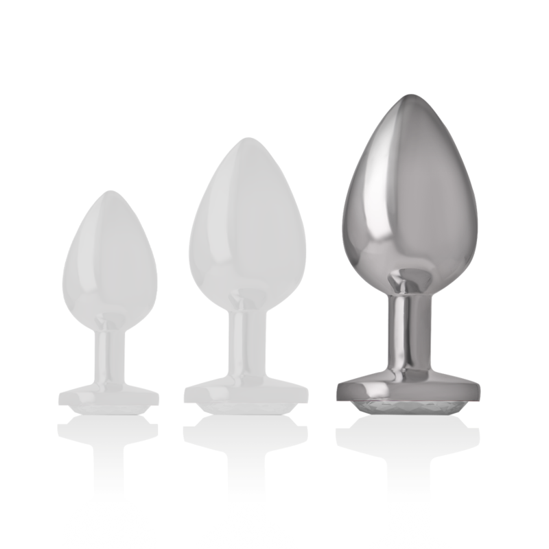 INTENSE - PLUG ANAL EN MÉTAL ALUMINIUM AVEC CRISTAL D'ARGENT TAILLE L