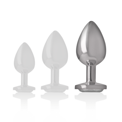 INTENSE - PLUG ANAL EN MÉTAL ALUMINIUM AVEC CRISTAL D'ARGENT TAILLE L