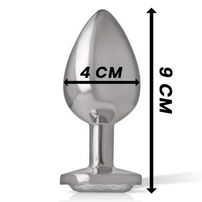 INTENSE - PLUG ANAL EN MÉTAL ALUMINIUM AVEC CRISTAL D'ARGENT TAILLE L