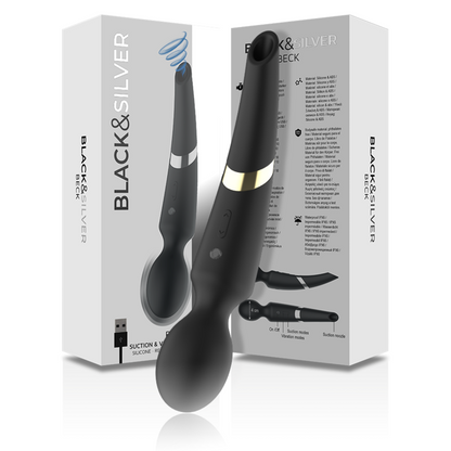 BLACK&amp;SILVER - MASSEUR ET ASPIRATION RECHARGEABLE EN SILICONE BECK BLACK