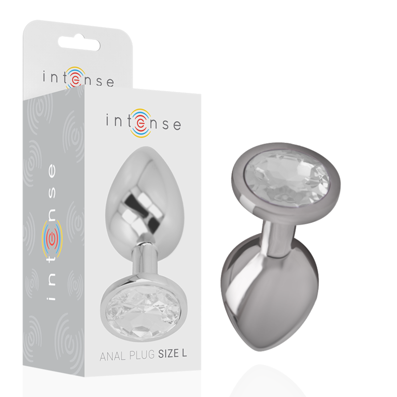 INTENSE - PLUG ANAL EN MÉTAL ALUMINIUM AVEC CRISTAL D'ARGENT TAILLE L