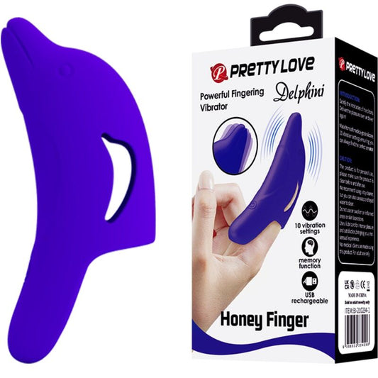 PRETTY LOVE - PUISSANT STIMULATEUR DE DOIGTS DELPHINI BLEU FONCÉ