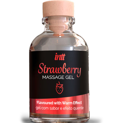 INTT MASSAGE &amp; ORAL SEX - GEL DE MASSAGE SAVEUR FRAISE À EFFET CHAUD