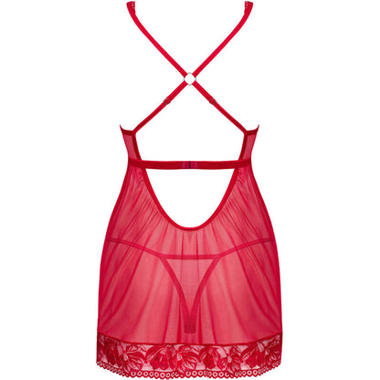 OBSESSIVE - BABYDOLL LACELOVE ET TONGA ROUGE XS/S