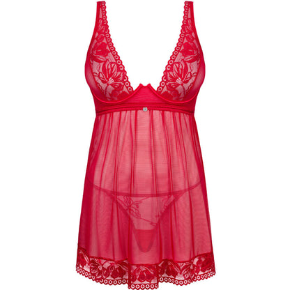 OBSESSIVE - BABYDOLL LACELOVE ET TONGA ROUGE XS/S