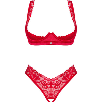 OBSESSIVE - SET LACELOVE DUE PEZZI CUPLESS ROSSO XS/S