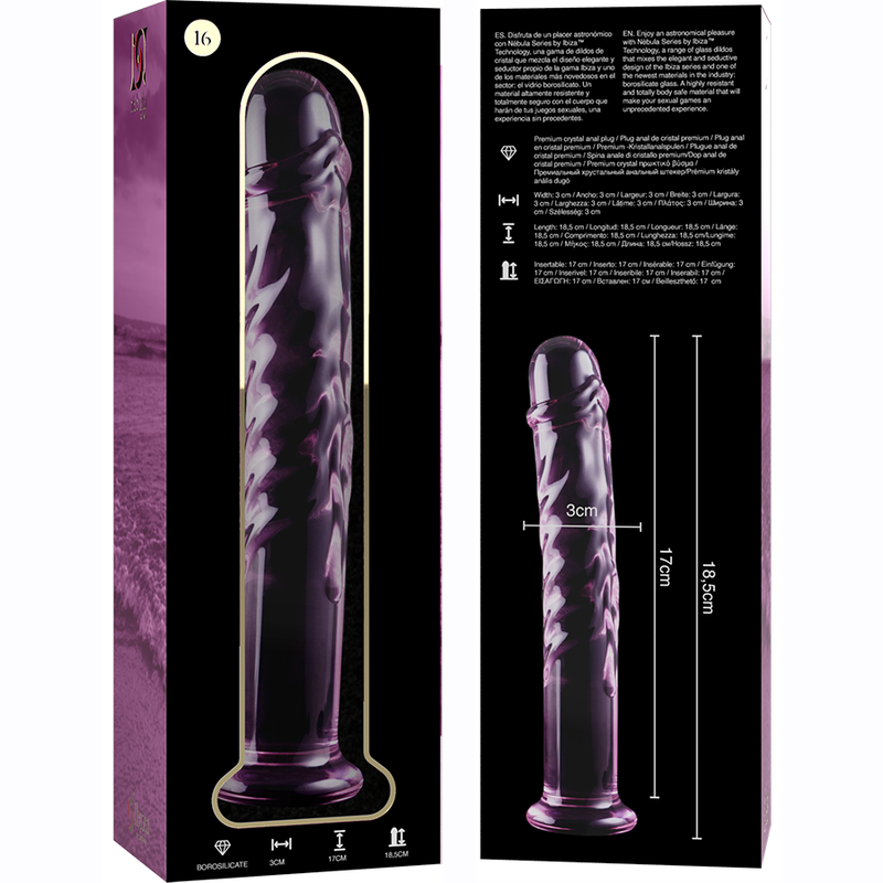 SÉRIE NEBULA PAR IBIZA - MODÈLE 16 GODE EN VERRE BOROSILICATE TRANSPARENT 18,5 CM -OU- 3 CM