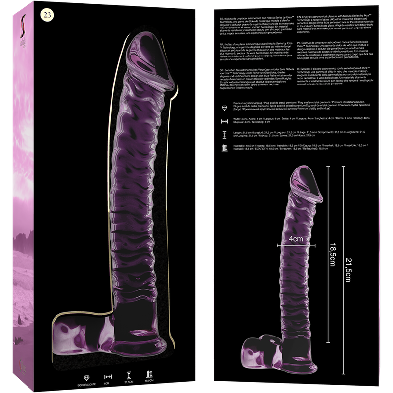 SÉRIE NEBULA PAR IBIZA - MODÈLE 23 GODE EN VERRE BOROSILICATE TRANSPARENT 21,5 CM -OU- 4 CM