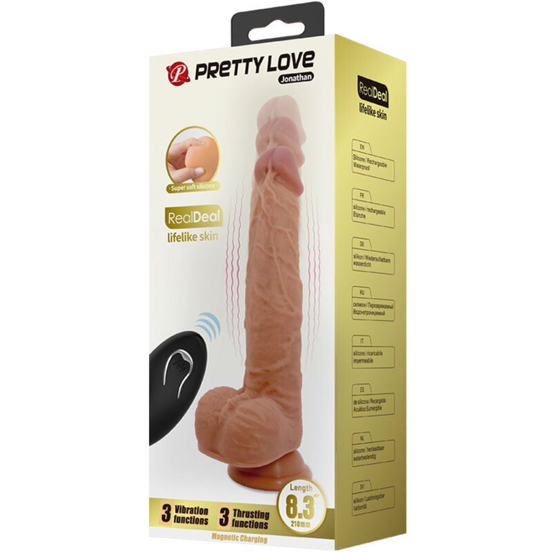 PRETTY LOVE - GODE EN SILICONE JONATHAN 3 VIBRATIONS + 3 TAILLES D'INSERTION TÉLÉCOMMANDE 21 CM