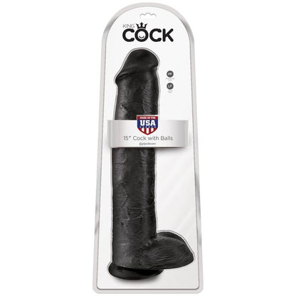 KING COCK - PÉNIS RÉALISTE AVEC BOULES 34,2 CM NOIR