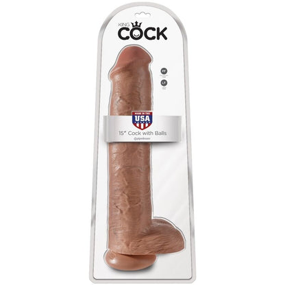 KING COCK - PÉNIS RÉALISTE AVEC BOULES 34,2 CM CARAMEL