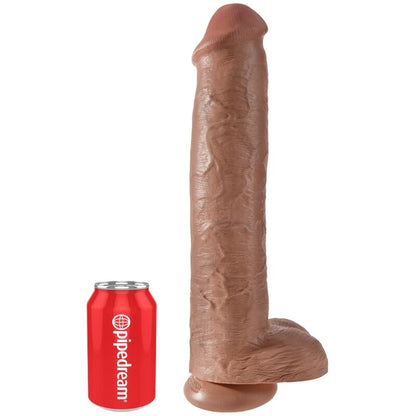KING COCK - PÉNIS RÉALISTE AVEC BOULES 34,2 CM CARAMEL