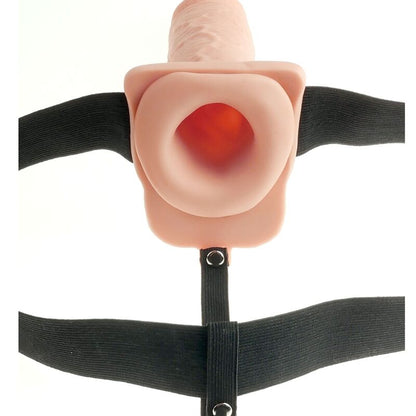 SÉRIE FETISH FANTASY - HARNAIS RÉGLABLE PÉNIS RÉALISTE AVEC BALLES RECHARGEABLES ET VIBRATEUR 28 CM