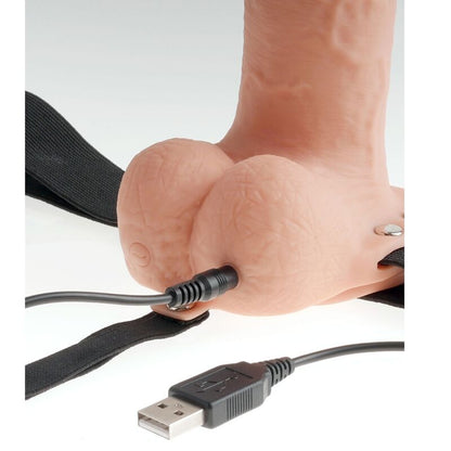 SÉRIE FETISH FANTASY - HARNAIS RÉGLABLE PÉNIS RÉALISTE AVEC BALLES RECHARGEABLES ET VIBRATEUR 28 CM