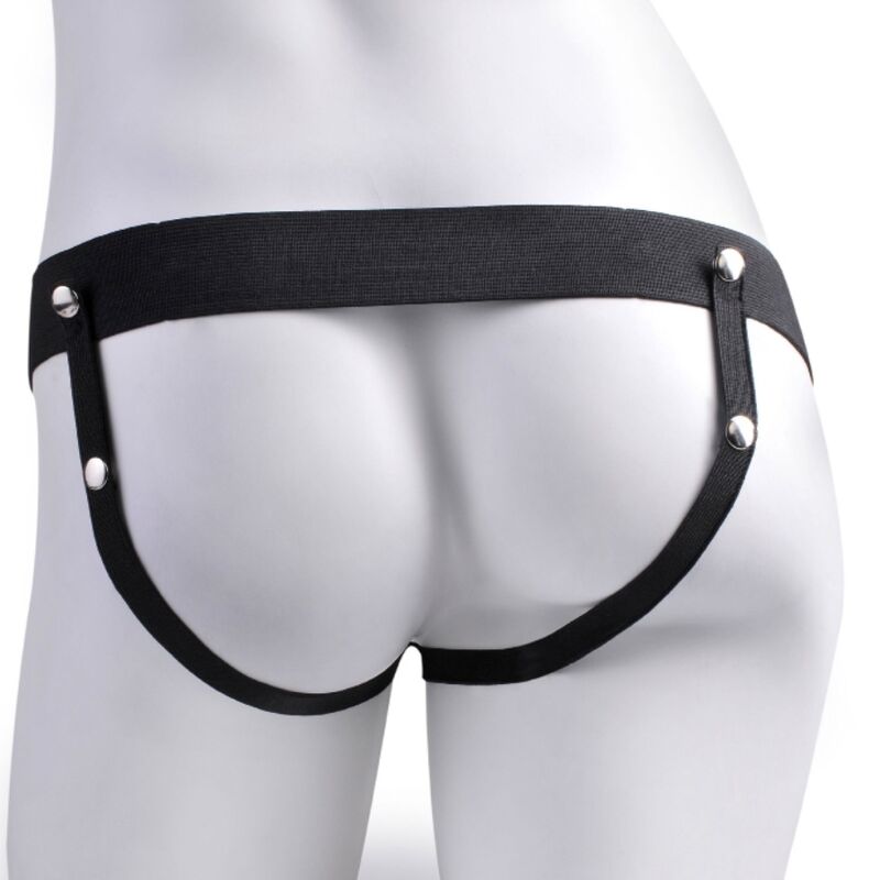 SÉRIE FETISH FANTASY - HARNAIS RÉGLABLE PÉNIS RÉALISTE AVEC BALLES RECHARGEABLES ET VIBRATEUR 17,8 CM