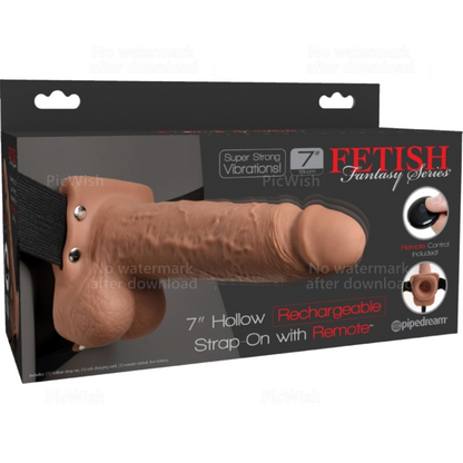 SÉRIE FETISH FANTASY - HARNAIS RÉGLABLE PÉNIS RÉALISTE AVEC BALLES RECHARGEABLES ET VIBRATEUR 17,8 CM