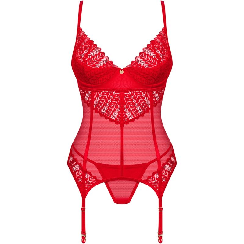 OBSESSIVE - CORSET ET STRING INGRIDIA ROUGE XS/S