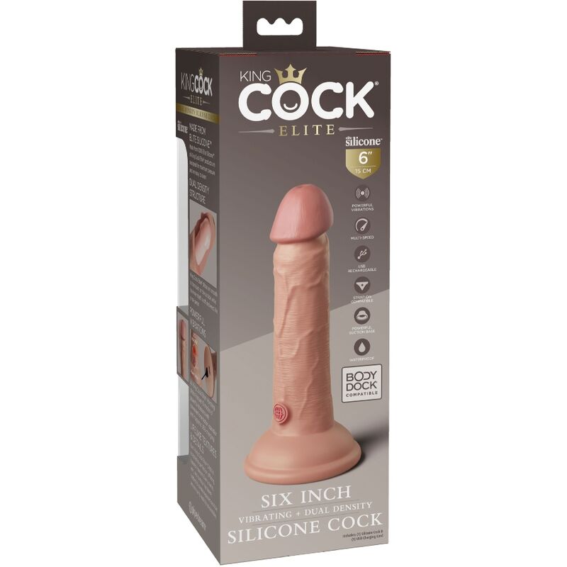 KING COCK - GODE VIBRANT ET SILICONE RÉALISTE ELITE 15,2 CM