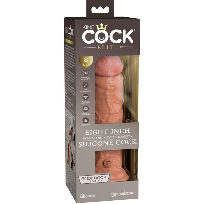 KING COCK - GODE VIBRANT ET SILICONE RÉALISTE ELITE 20,3 CM CARAMEL